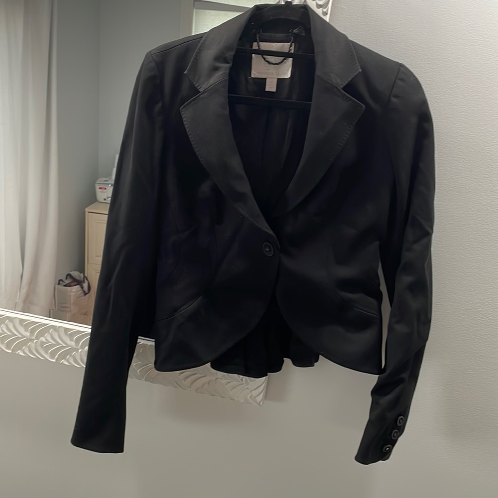 Rebecca Taylor black blazer cropped.